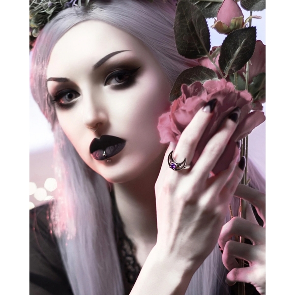 ♡ ROGUE + WOLF Mirror Stainless Steel Ring Rhea 925 Silver Amethyst Stone Purple - Picture 2 of 12